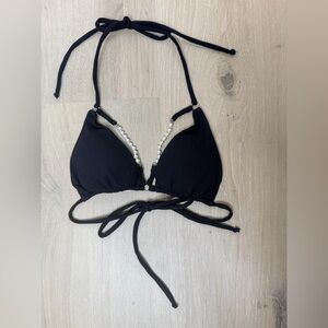 NWOT Monica Hansen Beachwear X Revolve Monica Hansen Bikini Top w/ Pearl details